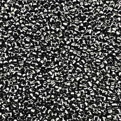 Черный Круглые 6/0 стакан бисер, бочка с полосой, чёрные, 2.5~3x3.5~4 мм, отверстие : 0.5 мм, Около 5500 шт / 450 г