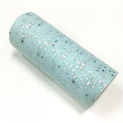 Aqua BENECREAT Glitter Sequin Deco Mesh Ribbons, Tulle Fabric, Tulle Roll Spool Fabric For Skirt Making, Aqua, 6 inch(15cm), about 25yards/roll(22.86m/roll)
