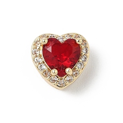 (123L) Белый крем непрозрачный блеск Латунные бусины, сердце, с микропаве из кубического циркония и кристаллического циркония, без кадмия и без свинца, янв, золотые, огнеупорный кирпич, 9x10x7 мм, отверстие : 2/3x2 мм