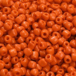 Темно-Оранжевый 6/0 стакан бисер, непрозрачные семян цветов, круглые, темно-оранжевый, Размер : диаметром около 4 мм , отверстие: 1.5 мм, Около 1000 шт / 100 г