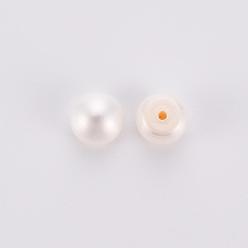 Blanc Floral Culture des perles perles d'eau douce naturelles, Note 3 un, la moitié foré, rondelle, floral blanc, 7~8x6mm, trou: 0.8 mm, sur 66 pcs / carton