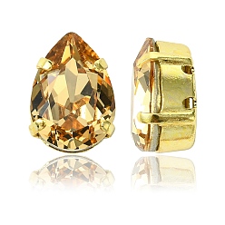 10330 Lt.Col.Topaz Пришивные чашки preciosa® maxima crystal, многожильных ссылки, чешский хрусталь, с настройками латуни, 719 37 414 груша в стиле барокко, золотые, 10330 lt.col.топаз, 14x10 мм