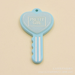 Светло-хаки Большие подвески из непрозрачной смолы, Ключ-сердечко со словом прелести красивой девушки, с блеском порошок, светлый хаки, 58x30 мм