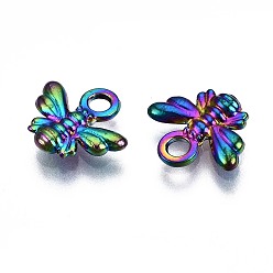 Rainbow Color Rainbow Color Alloy Charms, Cadmium Free & Nickel Free & Lead Free, Bee, 9.5x11x1.5mm, Hole: 1.8mm