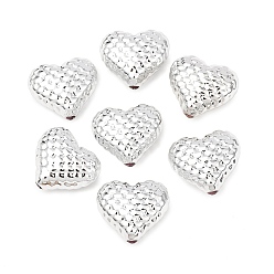 Silver Plated UV Plating Acrylic Beads, Heart, Silver Plated, 17x20x9mm, Hole: 2mm