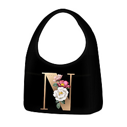 Letter N Мешочки из плюша и полиэстера с цветочным принтом и буквами, женская сумка через плечо, Письмо N, 57 см, мешок: 33x33x24 см