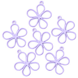 Lilac DIY Jewelry Accessories Hollow Flower Alloy Pendant, Lilac, 19x17mm