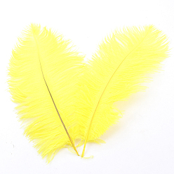 Champagne Yellow Ostrich Feather Ornament Accessories, for DIY Costume, Hair Accessories, Backdrop Craft, Champagne Yellow, 200~250mm