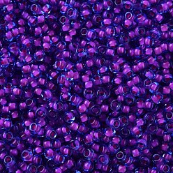 Blue Violet 12/0 Grade A Round Glass Seed Beads, Transparent Inside Colours, Blue Violet, 2x1.5mm, Hole: 0.7mm, about 48500pcs/pound