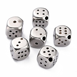 Stainless Steel Color 304 Stainless Steel Beads, Dice, Stainless Steel Color, 10x10x10mm, Hole: 2mm
