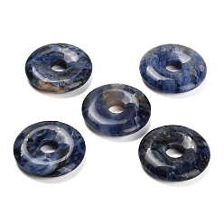 Содалитовое Природные подвески содалитом, подвески в виде пончиков/пи-дисков, 30x6.5 мм, отверстие : 7.5 мм