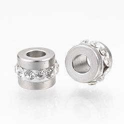 Crystal 201 Stainless Steel Rhinestone Beads, Column, Stainless Steel Color, 7x5mm, Hole: 3mm