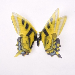 Jaune Accessoires de costume tissés à la main, avec strass cristal, papillon, jaune, 50mm