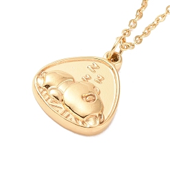 Golden Ion Plating(IP) 304 Stainless Steel Teardrop with Sleeping Bear Pendant Necklace for Women, Golden, 17.56 inch(44.6cm)