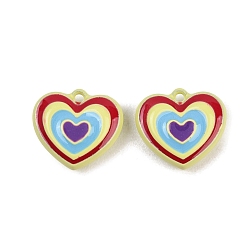 Желтый Подвески из эмали и сплава, сердце прелести, желтые, 12.5x14x5 мм, отверстие : 1.2 мм