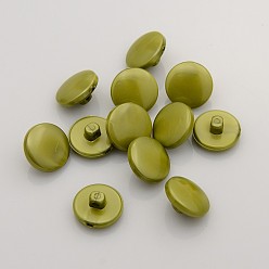 Dark Khaki Acrylic Shank Buttons, 1-Hole, Flat Round, Dark Khaki, 13x7mm, Hole: 1.6mm