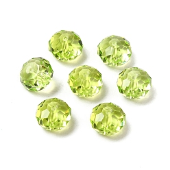 Green Yellow Glass Imitation Austrian Crystal Beads, Faceted, Rondelle, Green Yellow, 8x5~5.5mm, Hole: 1.2~1.5mm