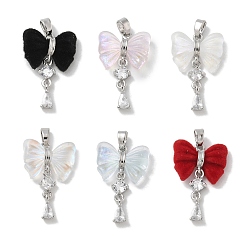 (52) Непрозрачная лаванда Подвески из платиновой стойки с покрытием из латуни, cmолой, долговечный, без свинца и без кадмия, бантом, разноцветные, разноцветные, 26x16.5x5 мм, отверстие : 4x2.5 мм