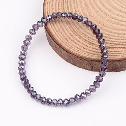 Purple Glass Beaded Stretch Bracelets, Purple, 46mm