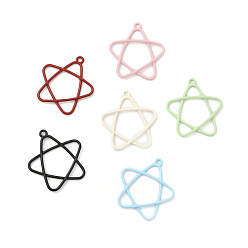 Mixed Color Rack Plating Alloy Pendants, Spray Painted Star Charms, Cadmium Free & Nickel Free & Lead Free, Mixed Color, 33.5x31x2.5mm, Hole: 2.2mm