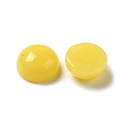 Yellow Natural White Jade Cabochons, Dyed, Half Round/Dome, Yellow, 8x4~4.5mm