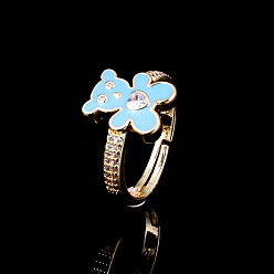 Blue Charming Heart Bear Ring: Trendy and Unique Tail Finger Jewelry