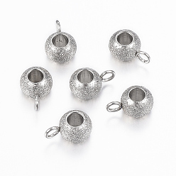 Stainless Steel Color 304 Stainless Steel Tube Bails, Loop Bails, Textured, Rondelle Bail Beads, Stainless Steel Color, 9x6x4.5mm, Hole: 2mm, Inner diameter: 3mm