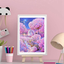 Lilac DIY Tree/Flower Pattern 5D Diamond Painting Kits, Lilac, 400x300mm