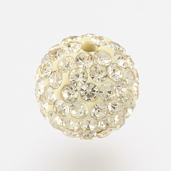 213_Jonquil Czech Rhinestone Beads, PP6(1.3~1.35mm), Pave Disco Ball Beads, Polymer Clay, Round, 213_Jonquil, 6mm, Hole: 1.5mm, about 54~64pcs rhinestones/ball