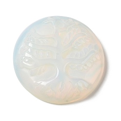 Opalite Opalite Pendants, Flat Round Charms with Engraved Tree of Life, 35~37x7.5~9.5mm, Hole: 1.5mm