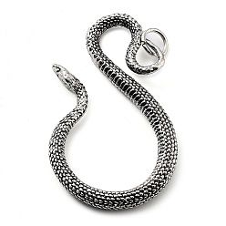 Antique Silver Tibetan Style Alloy Pendants, Snake Charms, Antique Silver, 55.5x32x5mm, Hole: 5.8mm