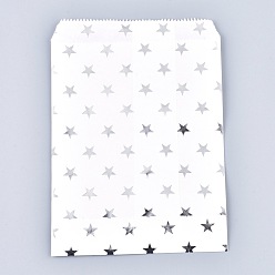 Silver Star Pattern Eco-Friendly Kraft Paper Bags, Gift Bags, Shopping Bags, Rectangle, Silver, 18x13x0.01cm