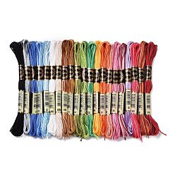 Mixed Color 21 Skeins 21 Colors 6-Ply Polyester Embroidery Floss, Cross Stitch Threads, Segment Dyed Gradient Color, Mixed Color, 0.5mm, about 8.75 Yards(8m)/Skein, 21 colors, 1 skein/color, 21 skeins/set