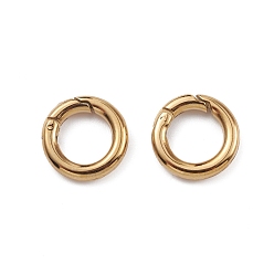 Real 14K Gold Plated Ion Plating(IP) 304 Stainless Steel Spring Gate Rings, Round Ring, Real 14K Gold Plated, 12x2.3mm