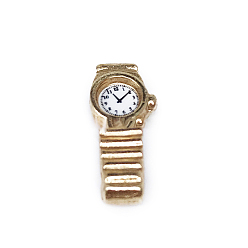 Golden Alloy Mini Watch, for Miniature Doll Home Decoration, Golden, 15x6mm
