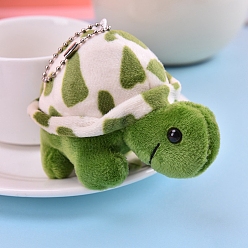 Medium Sea Green Cute Turtle Plush Cotton Doll Pendant Keychain, Pendant Decorations with Alloy Findings, Medium Sea Green, 10cm