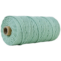 Medium Aquamarine Cotton String Threads for Crafts Knitting Making, Medium Aquamarine, 3mm, about 109.36 Yards(100m)/Roll