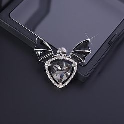 Кристалл Хэллоуин тема черепа сплав эмалью булавка, брошь в форме летучей мыши со стразами, кристалл, 45x50 мм