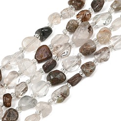Lodolite Quartz Natural Green Lodolite Quartz/Garden Quartz/Green Phantom Quartz Beads Strands, Nuggets, 6~10x6~8.5x3.5~5.5mm, Hole: 0.8mm, about 43~49pcs/strand, 15.75''(40cm)