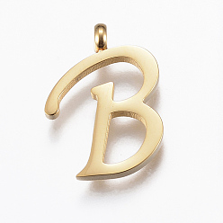 Letter B 304 Stainless Steel Pendants, Initial Letter, Letter.B,   Golden, 18x13x2mm, Hole: 2mm