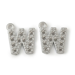 Letter W 304 Настройки горный хрусталь из нержавеющей стали кулон, цвет нержавеющей стали, Буква W, пригодный для стразов 1 мм, 8x7x1.5 мм, отверстие : 0.7 мм