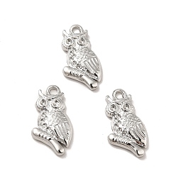 Stainless Steel Color 304 Stainless Steel Pendant Rhinestone Settings, Owl, Stainless Steel Color, Fit for 1~1.4mm Rhinestone, 20x11x3mm, Hole: 2mm