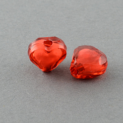 FireBrick Transparent Acrylic Beads, Bead in Bead, Faceted, Heart, FireBrick, 9x10x6mm, Hole: 2mm, about 1700pcs/500g