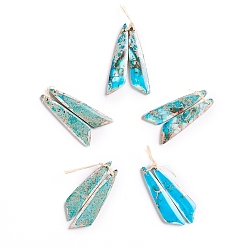 Имперская яшма Подвески из натуральной имперской яшмы, для изготовления ювелирных изделий, окрашенные, крыло, 43~44.5x10~11x3.5~5 мм, отверстие : 1.2 мм