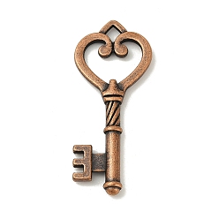 Красная Медь Сплавочные подвески тибетского стиля, без свинца и без кадмия, отмычка, Красная медь, 46.5x18x4 мм, отверстие : 3 мм, Около 245 шт / 1000 г