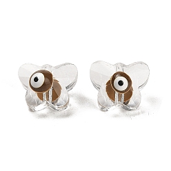 Chameau Perles de verre émaillées transparentes, papillon avec le mauvais œil, chameau, 8x10x6.5~7mm, Trou: 1mm