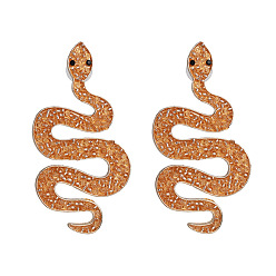 Orange Exaggerated Snake-Shaped Earrings for Women, Perfect Nightclub Accessory