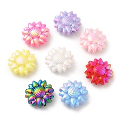 Mixed Color UV Plating Opaque Acrylic Beads, Luminous Beads, Iridescent, Sunflower, Mixed Color, 19.5~20x8mm, Hole: 2mm
