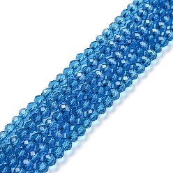 Steel Blue Faceted Rondelle Transparent Glass Beads Strands, Steel Blue, 3x2mm, Hole: 0.5mm, about 148pcs/strand, 14.9 inch