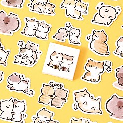 Cat Shape Naughty Kitten Theme PVC Cartoon Stickers, Self-adhesive Waterproof Decals, for Suitcase, Skateboard, Refrigerator, Helmet, Mobile Phone Shell, Cat Pattern, 40x40mm, 45pcs/set